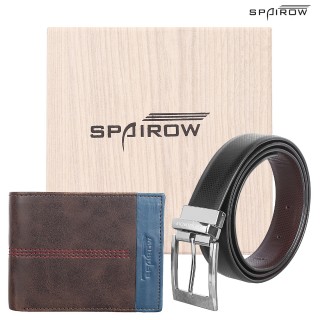 Men's Leather Wallet-Belt combo- Brown
